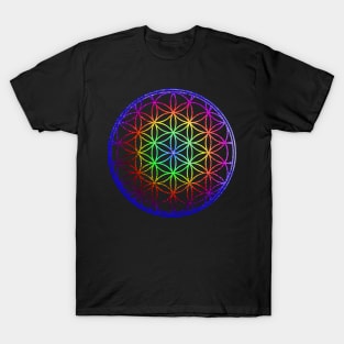 Flower of Life, Faux Foil Chakkra Colors T-Shirt